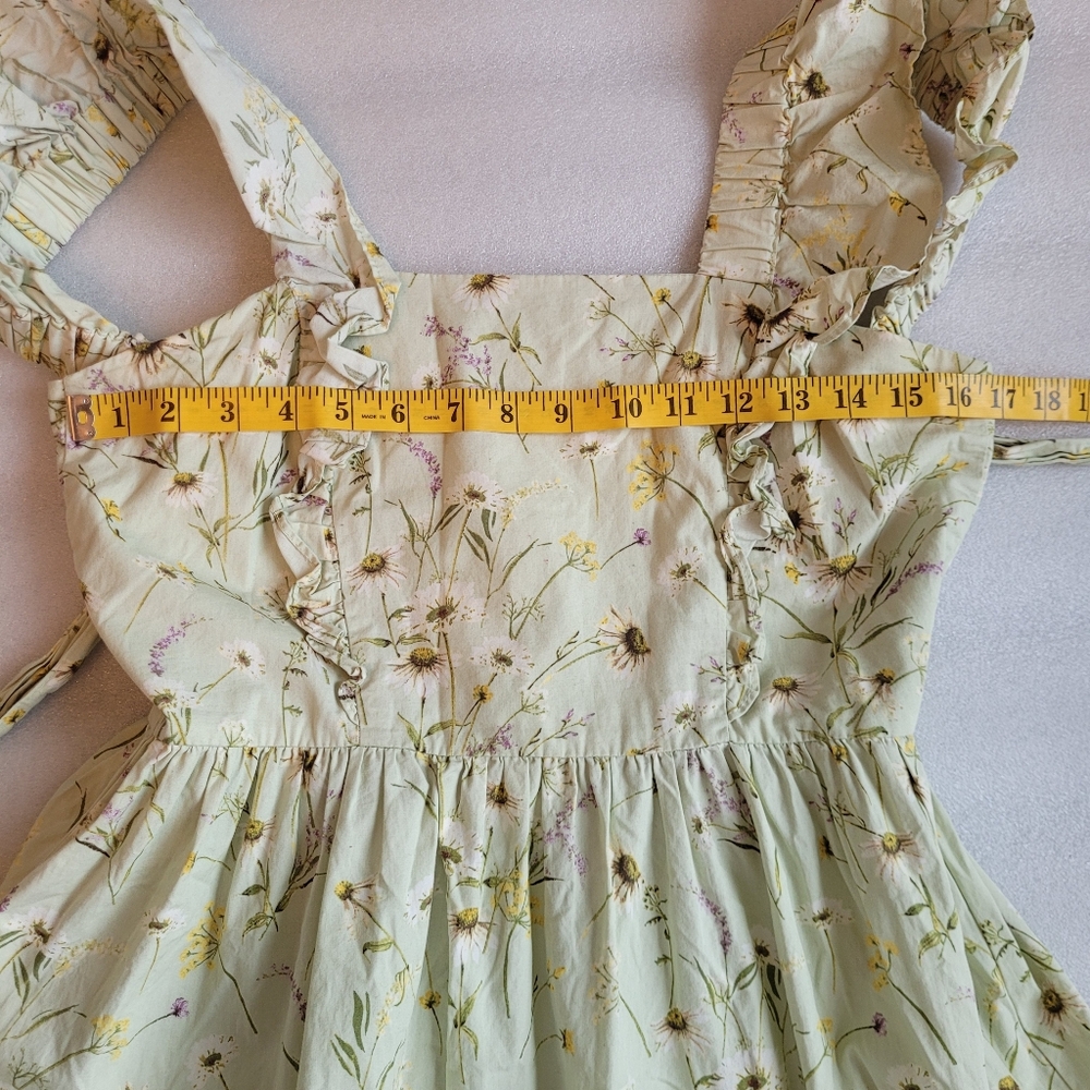 H&M Meadow Wildflowers Cottagecore Floral Dress Blogger Favorite Light Green S - Picture 15 of 16